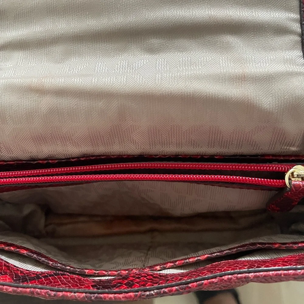 Red and black python leather Micheal Kors bag/ gold hardware. Condition good. - Picture 3 of 11